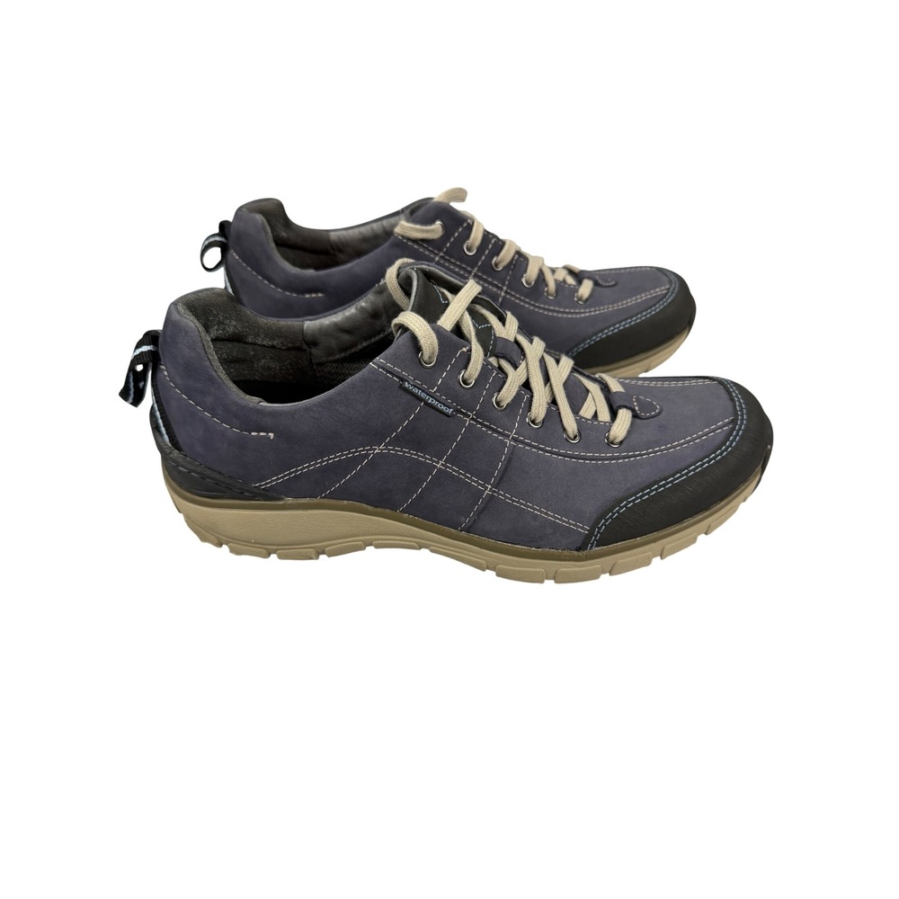 Clarks Wavewalk Womens 10 Navy Blue Waterproof Nubuck Hiking Shoes 26061360